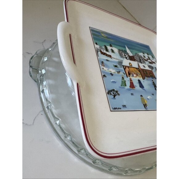 Villeroy & Boch Naif Christmas Square Handled Cake Plate Luxembourg 8" - Picture 5 of 12